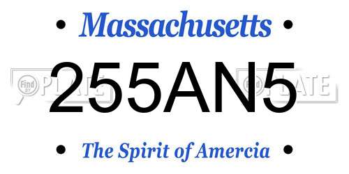 255AN5 Massachusetts License Plate
