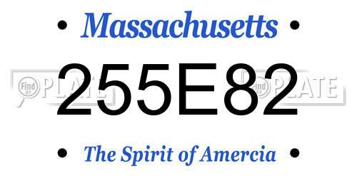 255E82 Massachusetts License Plate