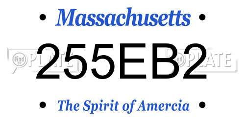255EB2 Massachusetts License Plate