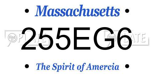 255EG6 Massachusetts License Plate