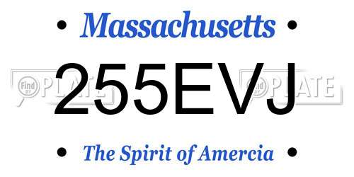 255EVJ Massachusetts License Plate
