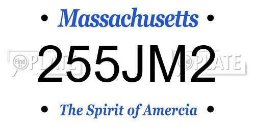 255JM2 Massachusetts License Plate