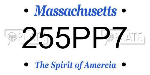 255PP7 Massachusetts License Plate