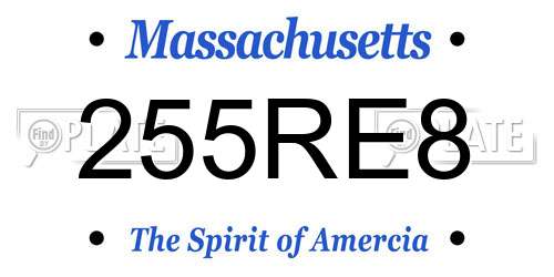 255RE8 Massachusetts License Plate