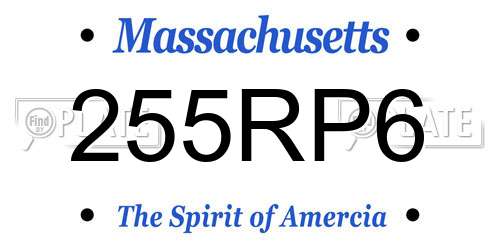 255RP6 Massachusetts License Plate