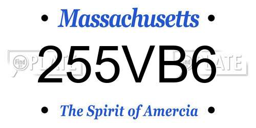 255VB6 Massachusetts License Plate