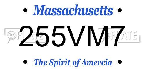 255VM7 Massachusetts License Plate