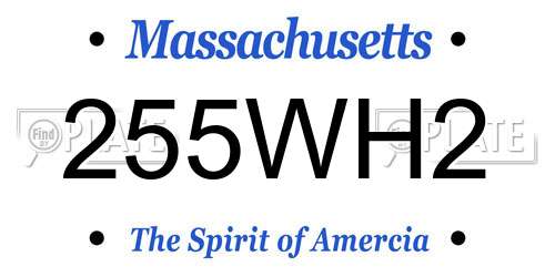 255WH2 Massachusetts License Plate