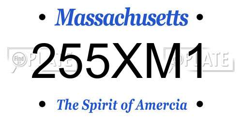 255XM1 Massachusetts License Plate
