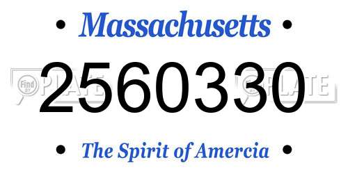 2560330 Massachusetts License Plate
