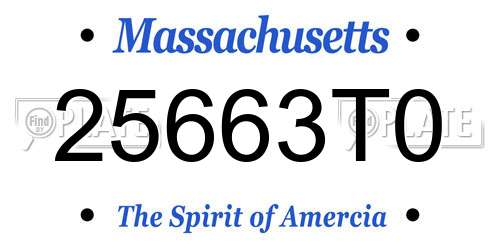 25663T0 Massachusetts License Plate