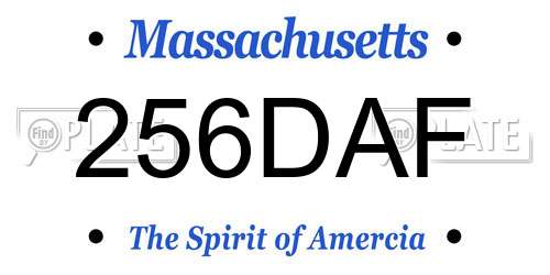 256DAF Massachusetts License Plate