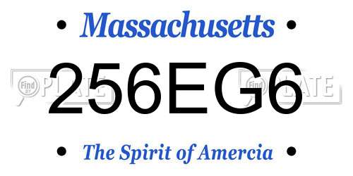256EG6 Massachusetts License Plate