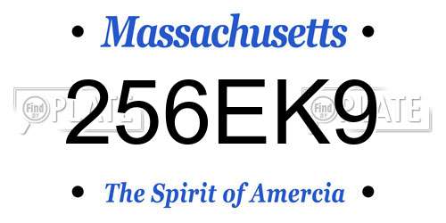 256EK9 Massachusetts License Plate