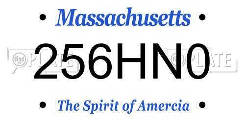 256HN0 Massachusetts License Plate