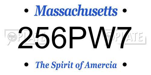 256PW7 Massachusetts License Plate