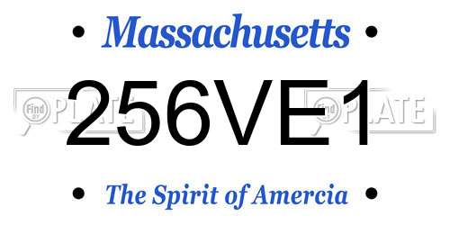256VE1 Massachusetts License Plate