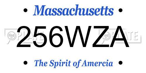 256WZA Massachusetts License Plate