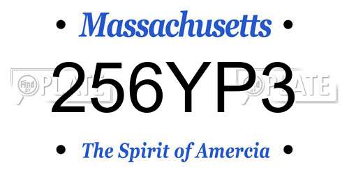 256YP3 Massachusetts License Plate