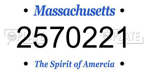 2570221 Massachusetts License Plate