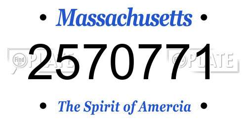2570771 Massachusetts License Plate
