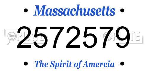 2572579 Massachusetts License Plate
