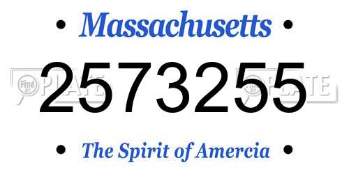 2573255 Massachusetts License Plate