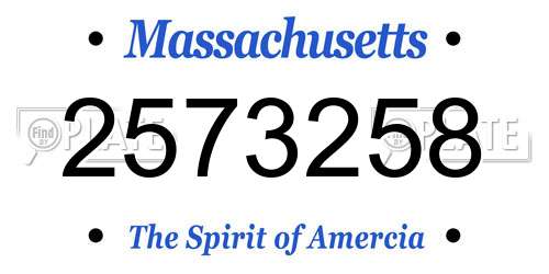 2573258 Massachusetts License Plate