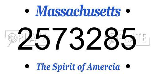 2573285 Massachusetts License Plate