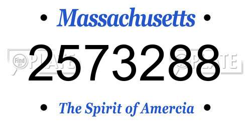 2573288 Massachusetts License Plate