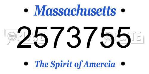 2573755 Massachusetts License Plate