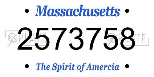 2573758 Massachusetts License Plate