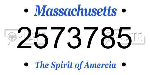 2573785 Massachusetts License Plate