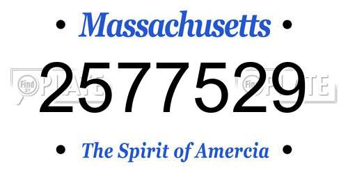 2577529 Massachusetts License Plate