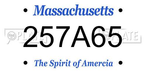 257A65 Massachusetts License Plate