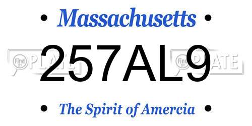 257AL9 Massachusetts License Plate
