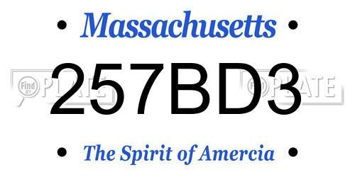 257BD3 Massachusetts License Plate