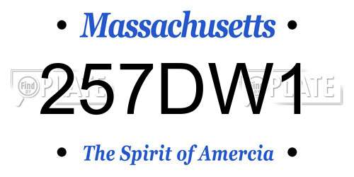 257DW1 Massachusetts License Plate