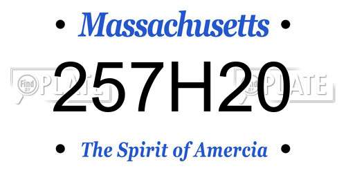 257H20 Massachusetts License Plate