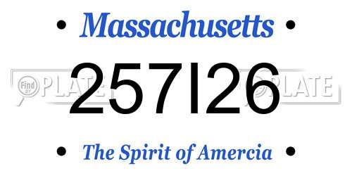257I26 Massachusetts License Plate