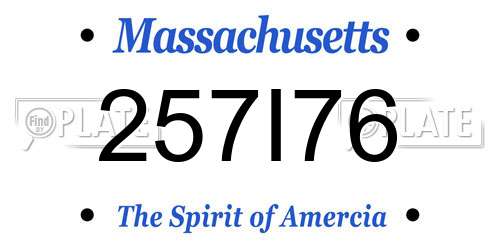 257I76 Massachusetts License Plate
