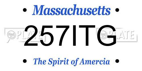 257ITG Massachusetts License Plate
