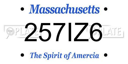 257IZ6 Massachusetts License Plate