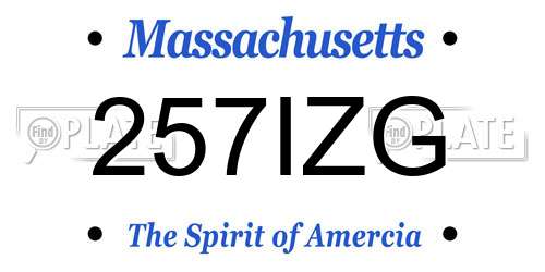 257IZG Massachusetts License Plate