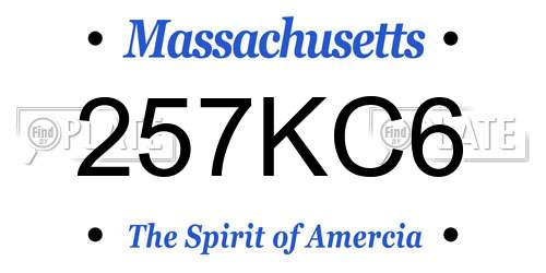 257KC6 Massachusetts License Plate
