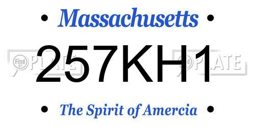 257KH1 Massachusetts License Plate