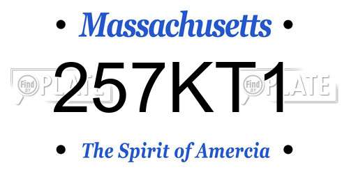 257KT1 Massachusetts License Plate
