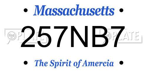 257NB7 Massachusetts License Plate