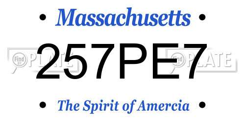 257PE7 Massachusetts License Plate