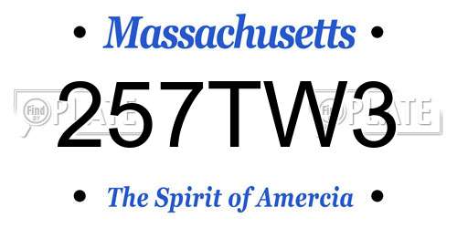 257TW3 Massachusetts License Plate
